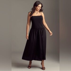 Anthropologie Black Sleeveless Spaghetti  Strap Dress, Size 1X, NWT